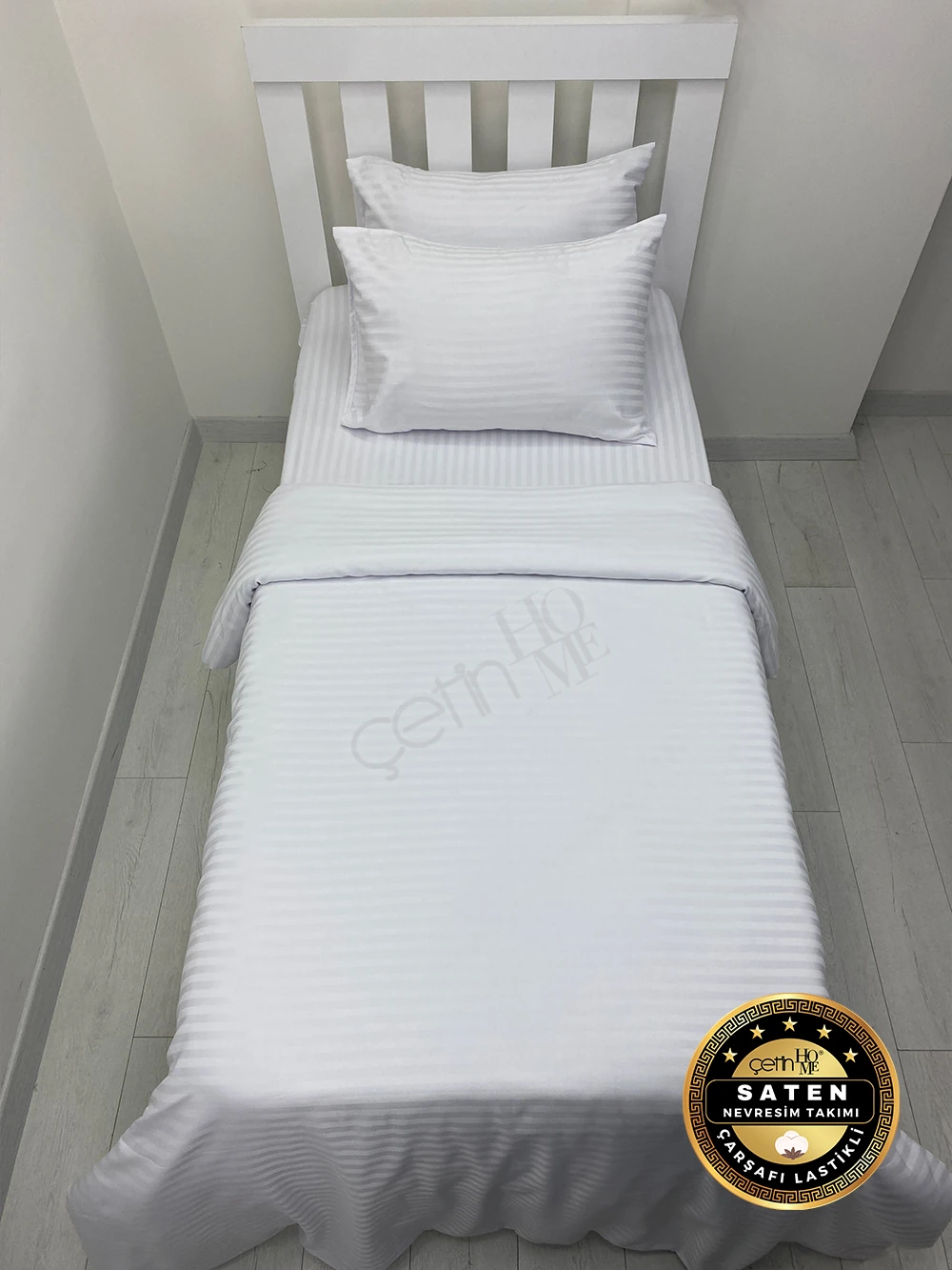 Çetinhome Çizgili Saten Nevresim Takımı