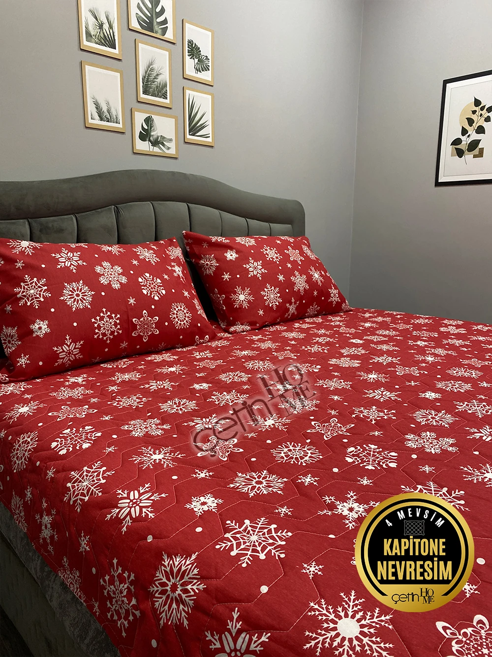 Çetinhome Çift Kişilik Kapitone Pike Seti 4 Mevsim Kar