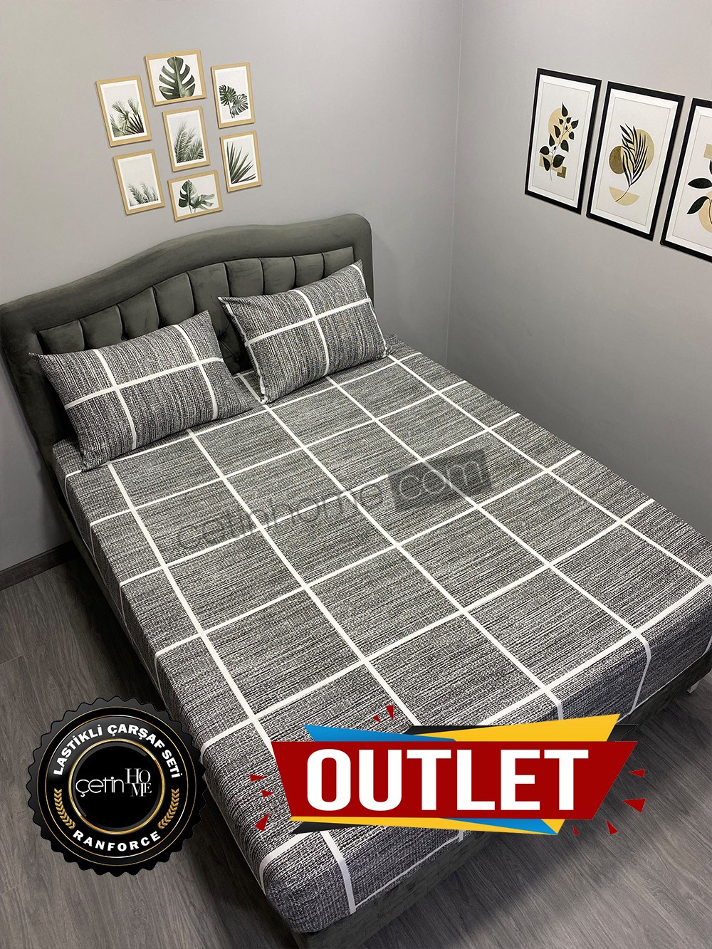 Outlet Kumaş Lastikli Çarşaf Seti Çift Kişilik Kıraç