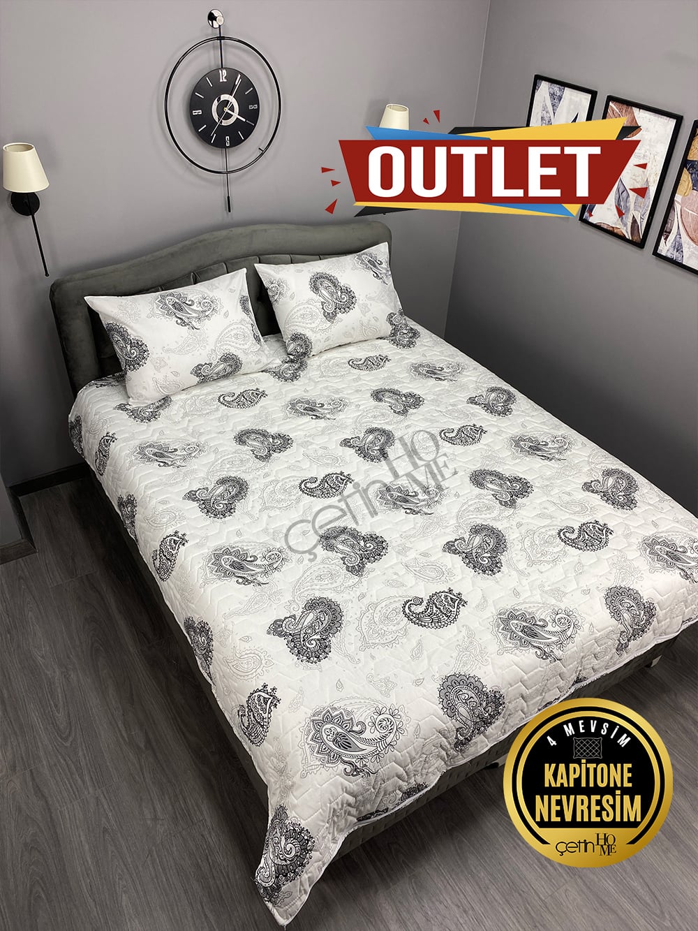 Outlet Çift Kişilik Kapitone Pike Seti 4 Mevsim Hint