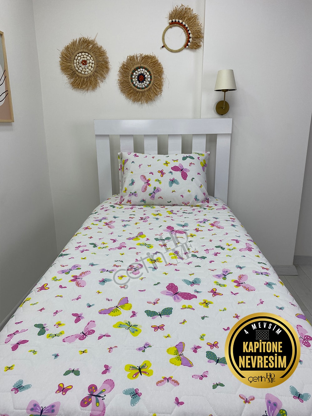 Çetinhome Tek Kişilik Kapitone Pike Seti 4 Mevsim Masal