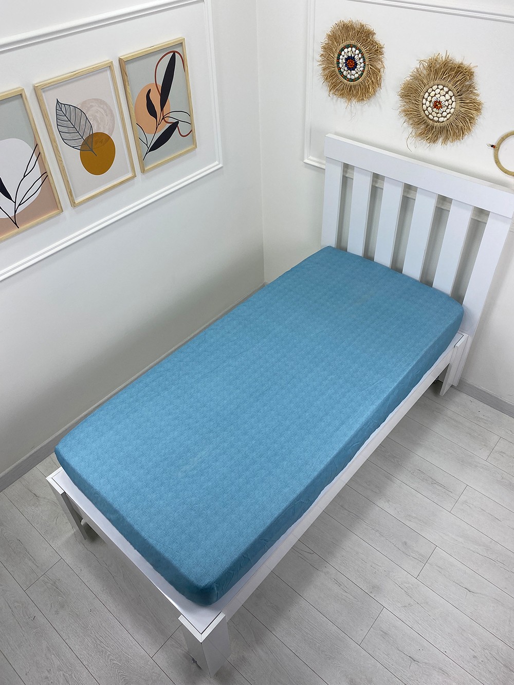 Kumaş Lastikli Çarşaf Tek Kişilik 90x190cm Fırça Petrol (Yastık Kılıfsız)