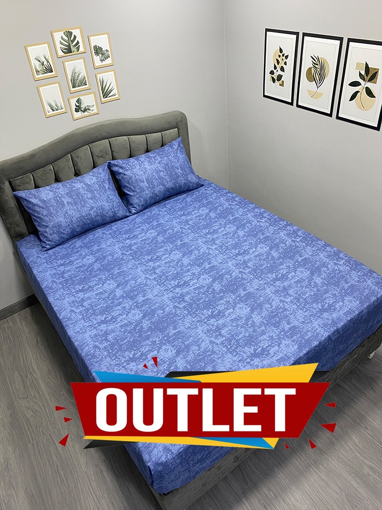 Outlet Kumaş Lastikli Çarşaf Seti Çift Kişilik Gölge İndigo