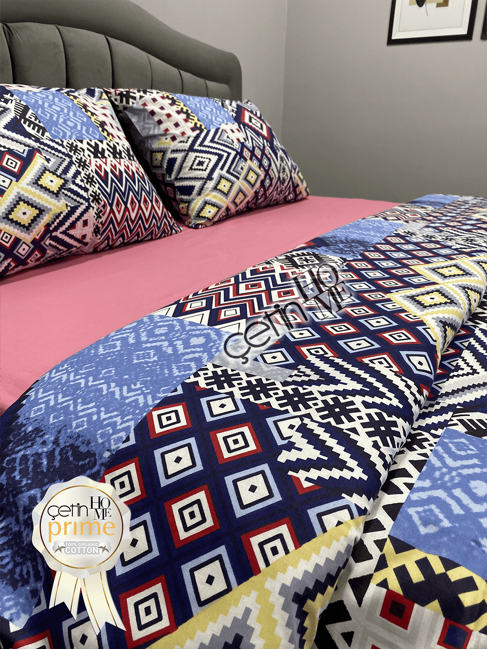 100% Cotton Duvet Cover Set – Queen Size Bedding with Fitted Sheet – 'Vesipira' by Çetinhome