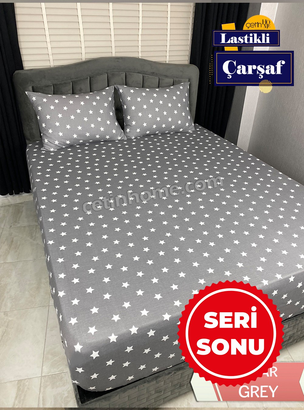 Seri Sonu Kumaş Lastikli Çarşaf Seti Çift Kişilik Star