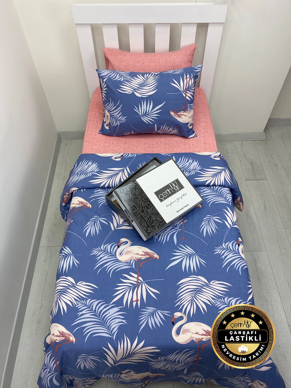 Çetinhome Çarşafı Lastikli Tek Kişilik Nevresim Takımı Kuğu