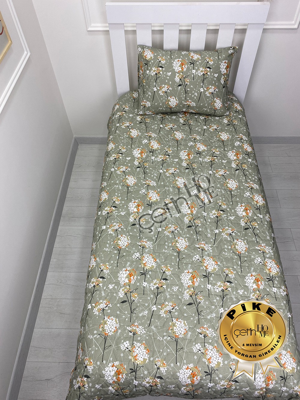 Çetinhome Tek Kişilik Kapitone Pike Seti 4 Mevsim Akasya