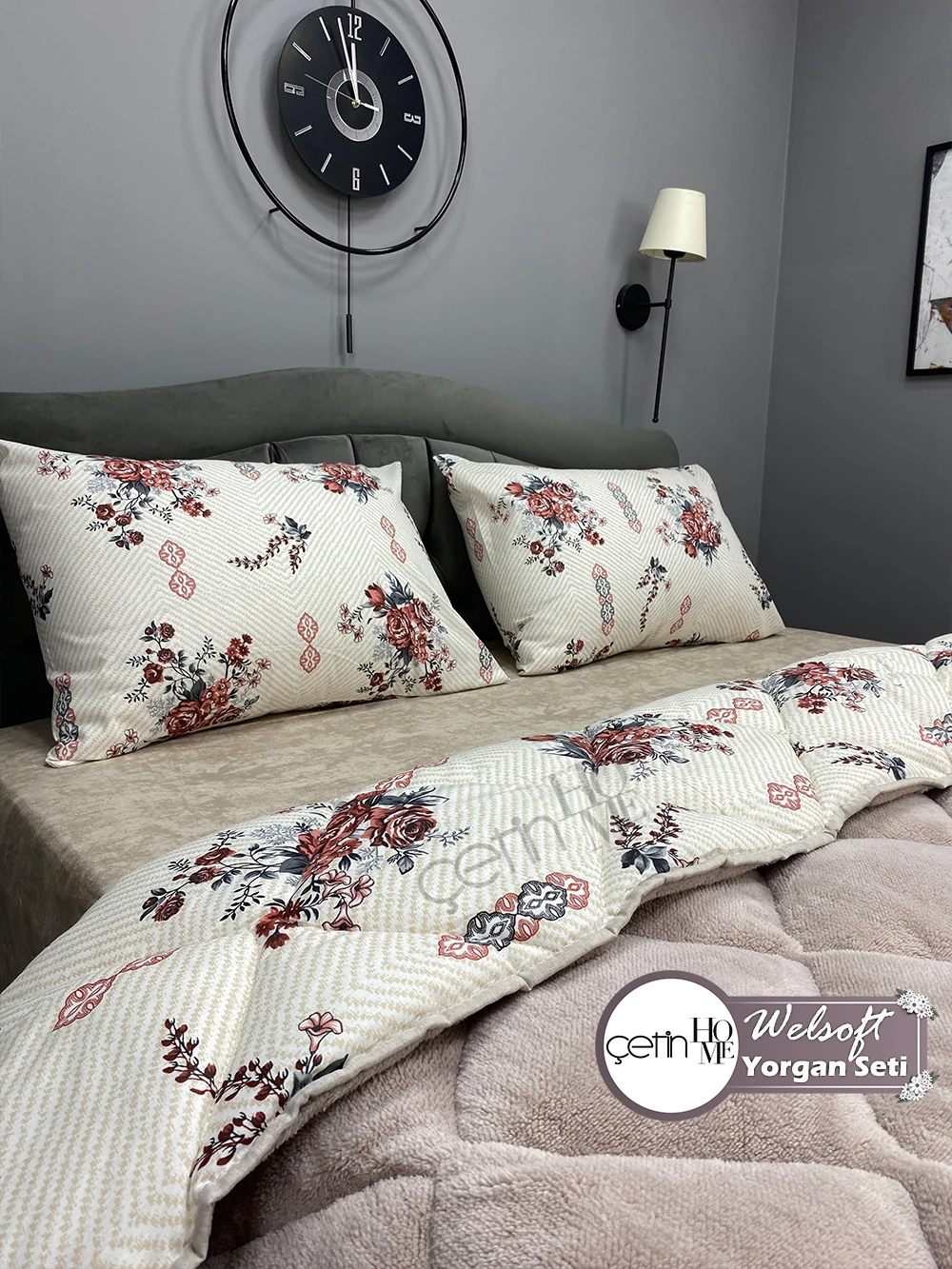 Çetinhome Çift Kişilik Desenli Welsoft Yorgan Seti (Çarşafsız)
