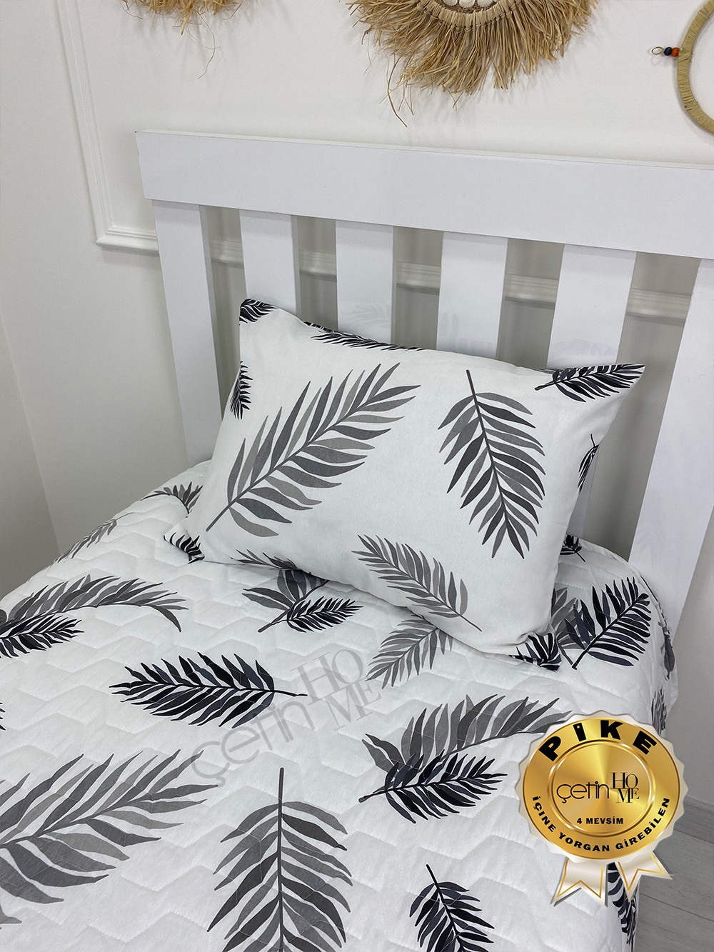 Çetinhome Tek Kişilik Kapitone Pike Seti 4 Mevsim Palm