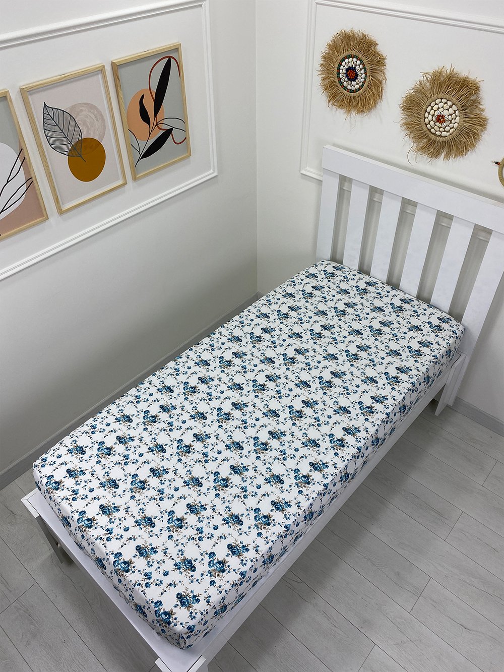 Kumaş Lastikli Çarşaf Tek Kişilik 90x190cm Gardenya Mavi (Yastık Kılıfsız)
