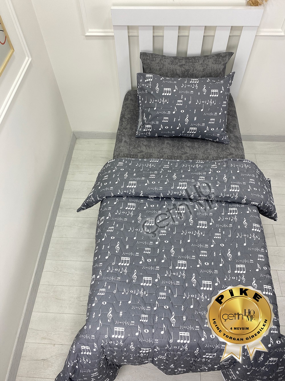 Çetinhome Tek Kişilik Çarşafı Lastikli Kapitone Pike Takımı 4 Mevsim Nota