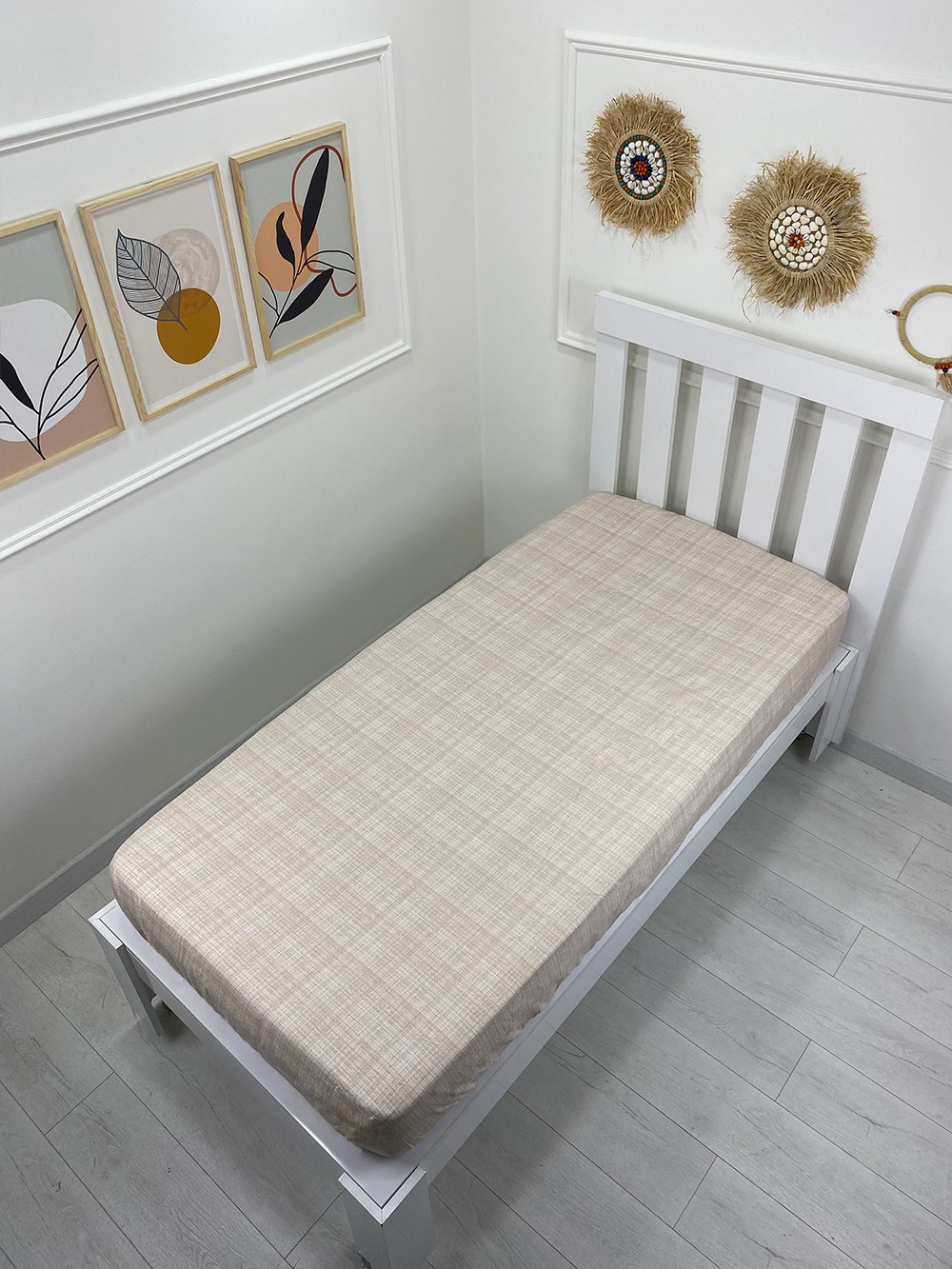 Kumaş Lastikli Çarşaf Tek Kişilik 100x200cm Fırça Krem (Yastık Kılıfsız)