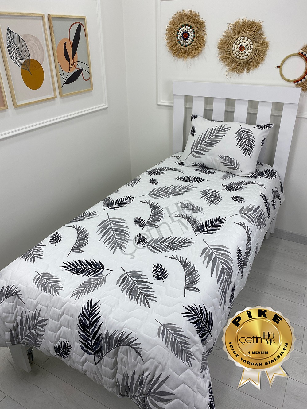 Çetinhome Tek Kişilik Kapitone Pike Seti 4 Mevsim Palm