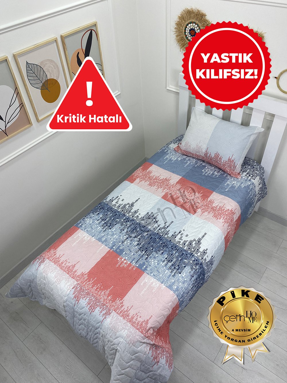 Kritik Hatalı Tek Kişilik Kapitone Pike Seti 4 Mevsim Metropol (YASTIK KILIFSIZ)