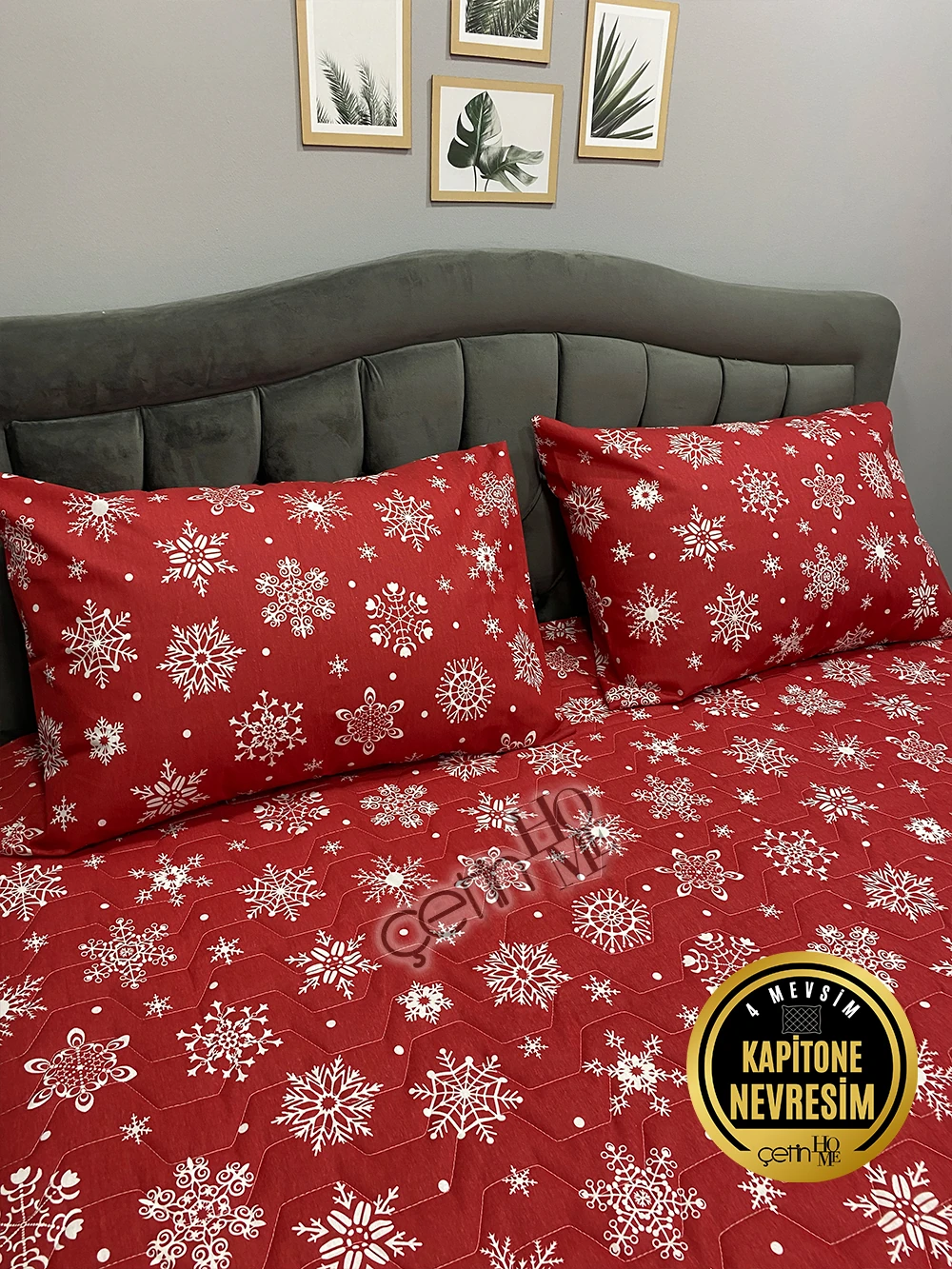 Çetinhome Çift Kişilik Kapitone Pike Seti 4 Mevsim Kar