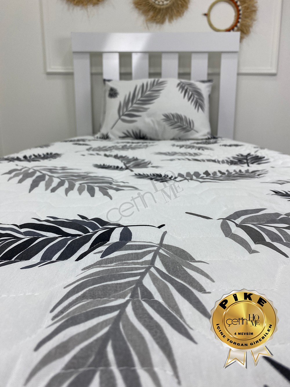 Çetinhome Tek Kişilik Kapitone Pike Seti 4 Mevsim Palm