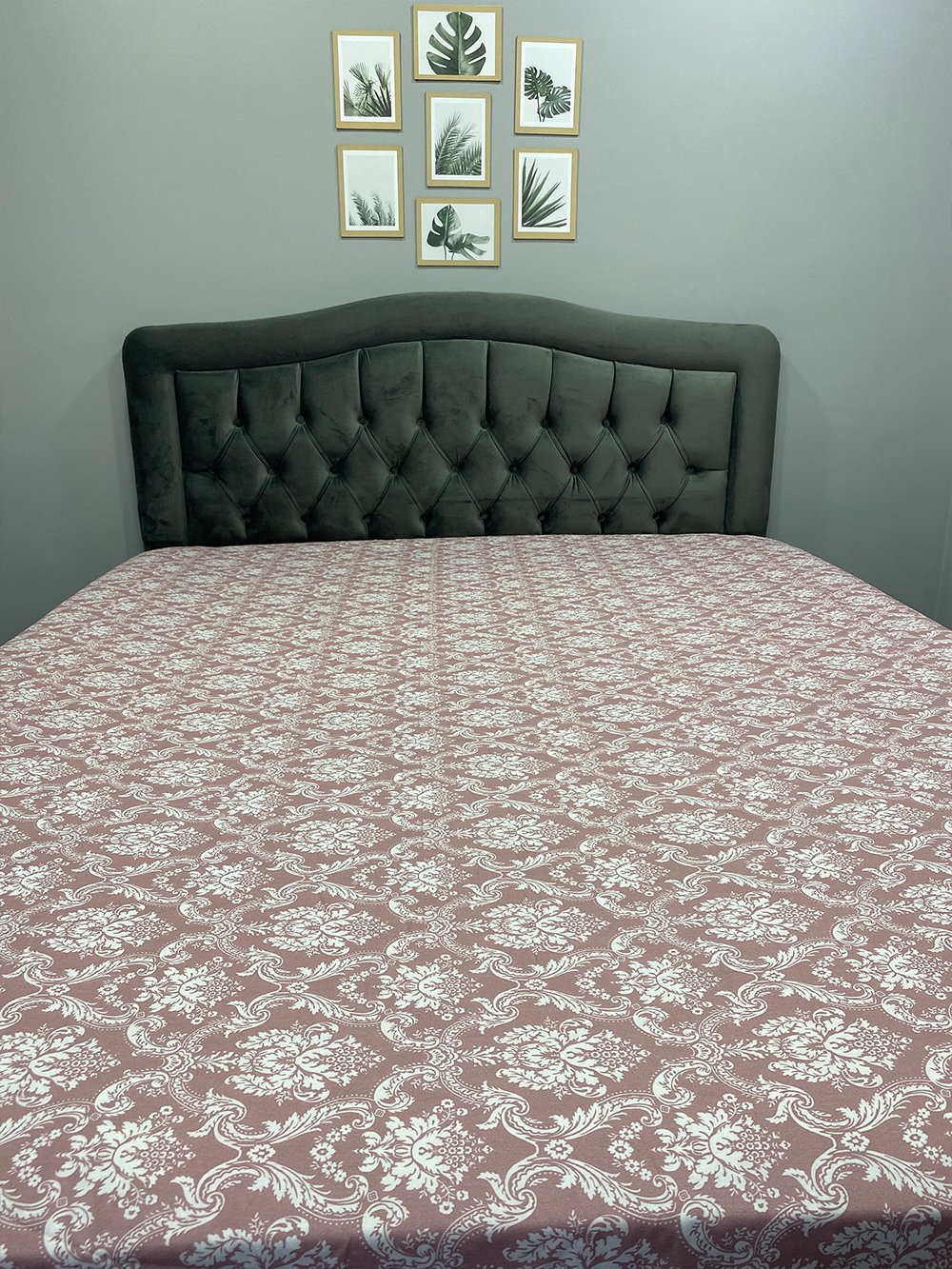 Kumaş Lastikli Çarşaf Çift Kişilik Damask Somon (Yastık Kılıfsız)