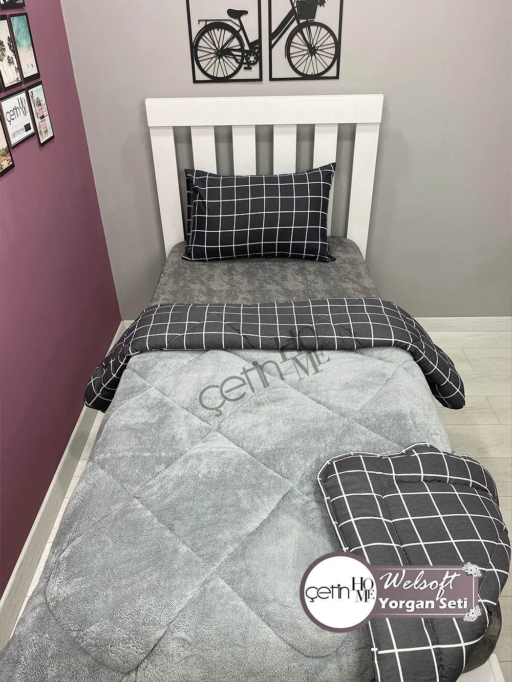 Çetinhome Tek Kişilik Desenli Welsoft Yorgan Seti (Çarşafsız)