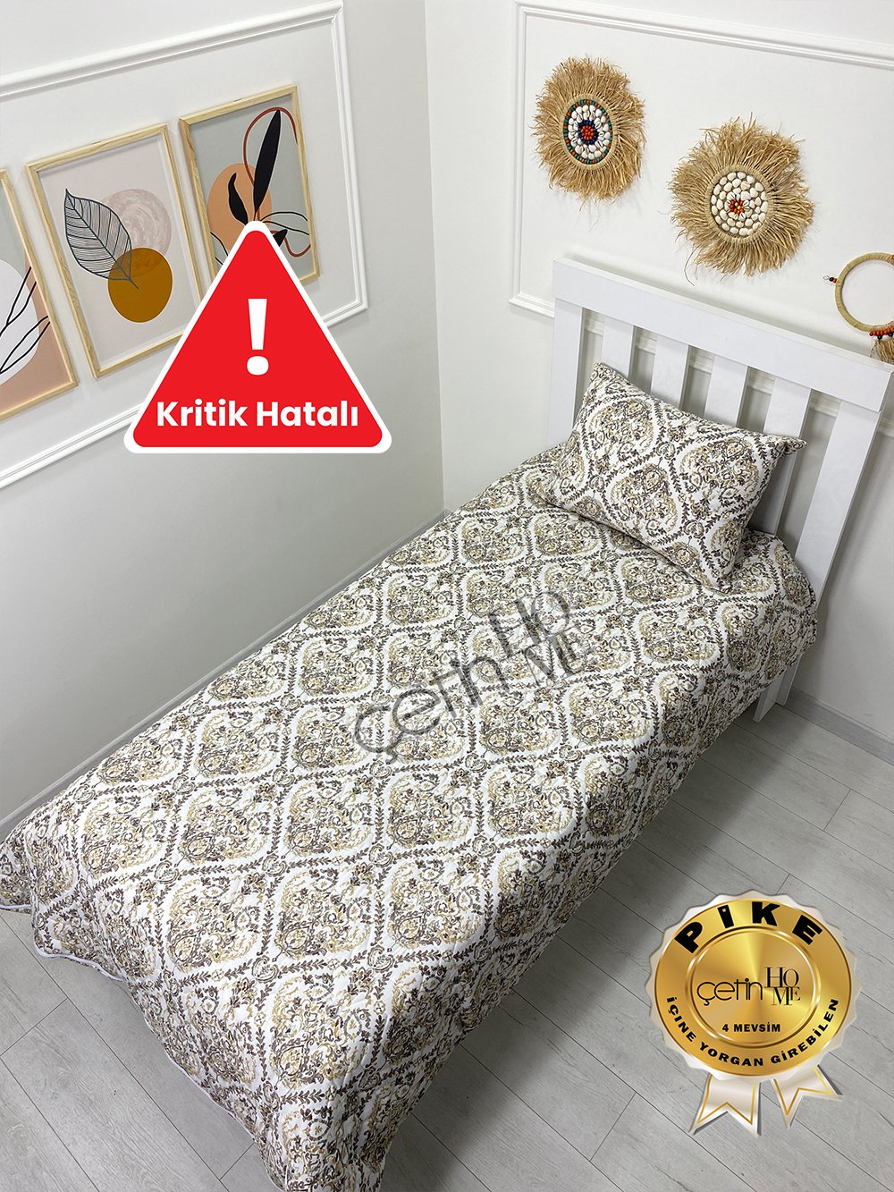 Kritik Hatalı Tek Kişilik Kapitone Pike Seti 4 Mevsim Harem Gold