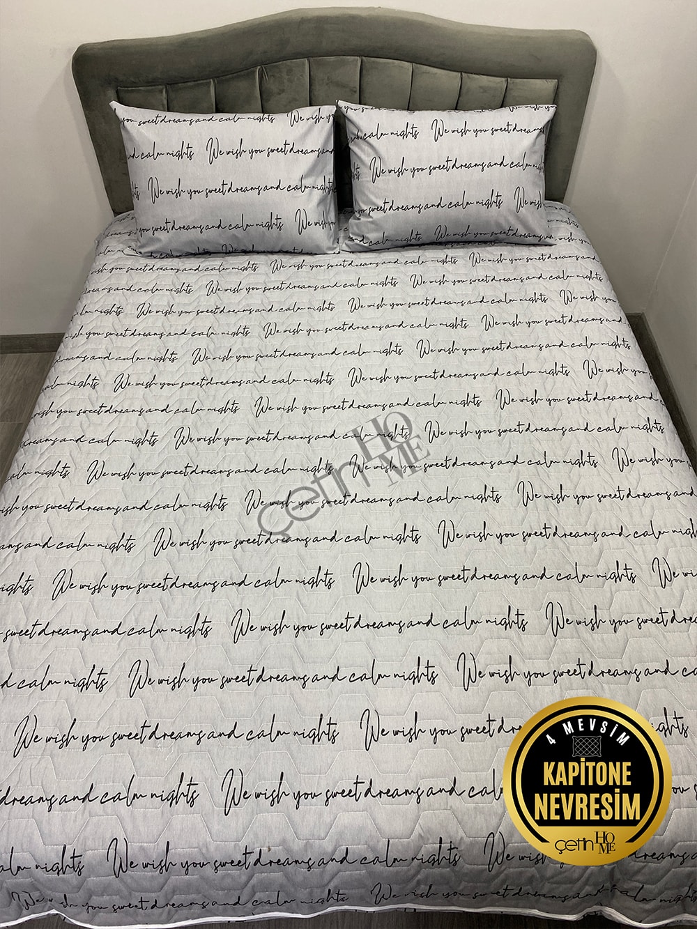 Çetinhome Çift Kişilik Kapitone Pike Seti 4 Mevsim Latin