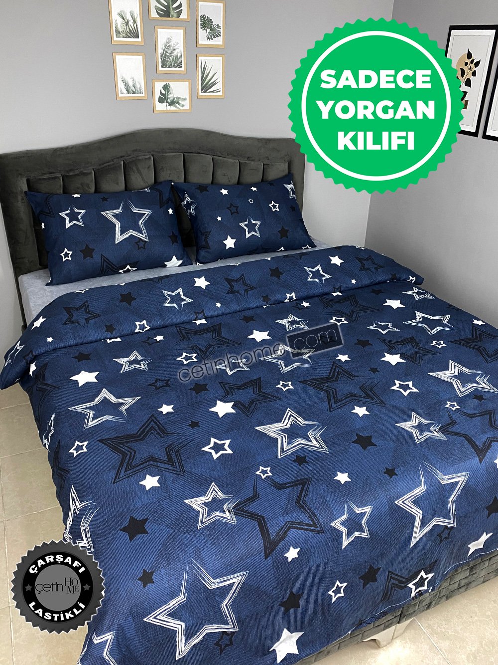 Çift Kişilik Yorgan Kılıfı Star Lacivert
