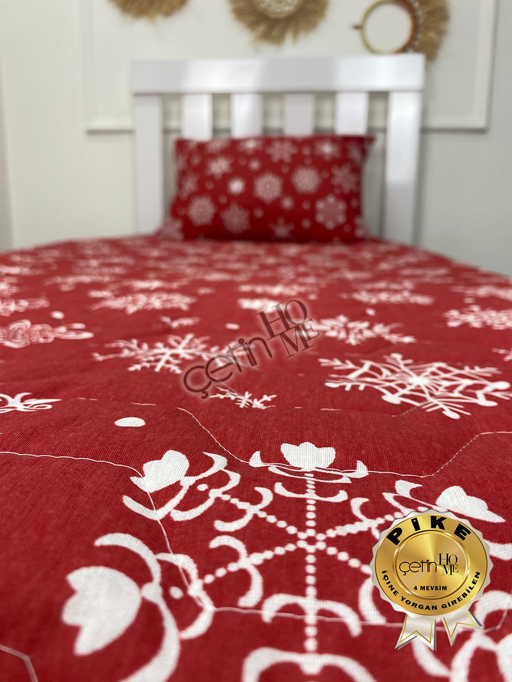 Çetinhome Tek Kişilik Kapitone Pike Seti 4 Mevsim Kar