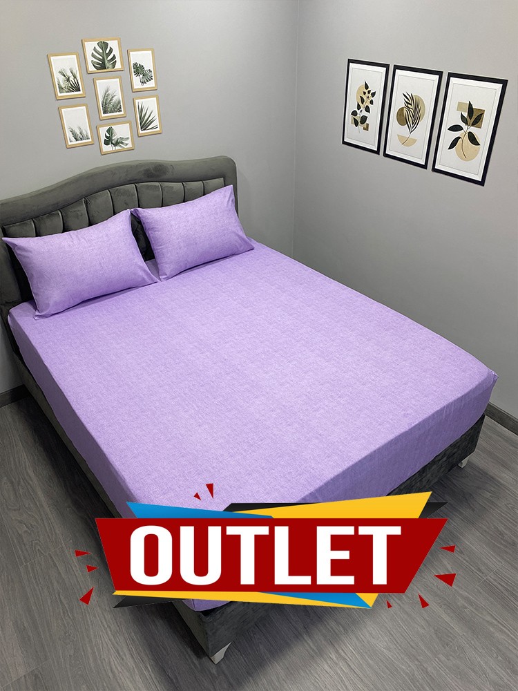 Outlet Kumaş Lastikli Çarşaf Seti Çift Kişilik Fırça Lila