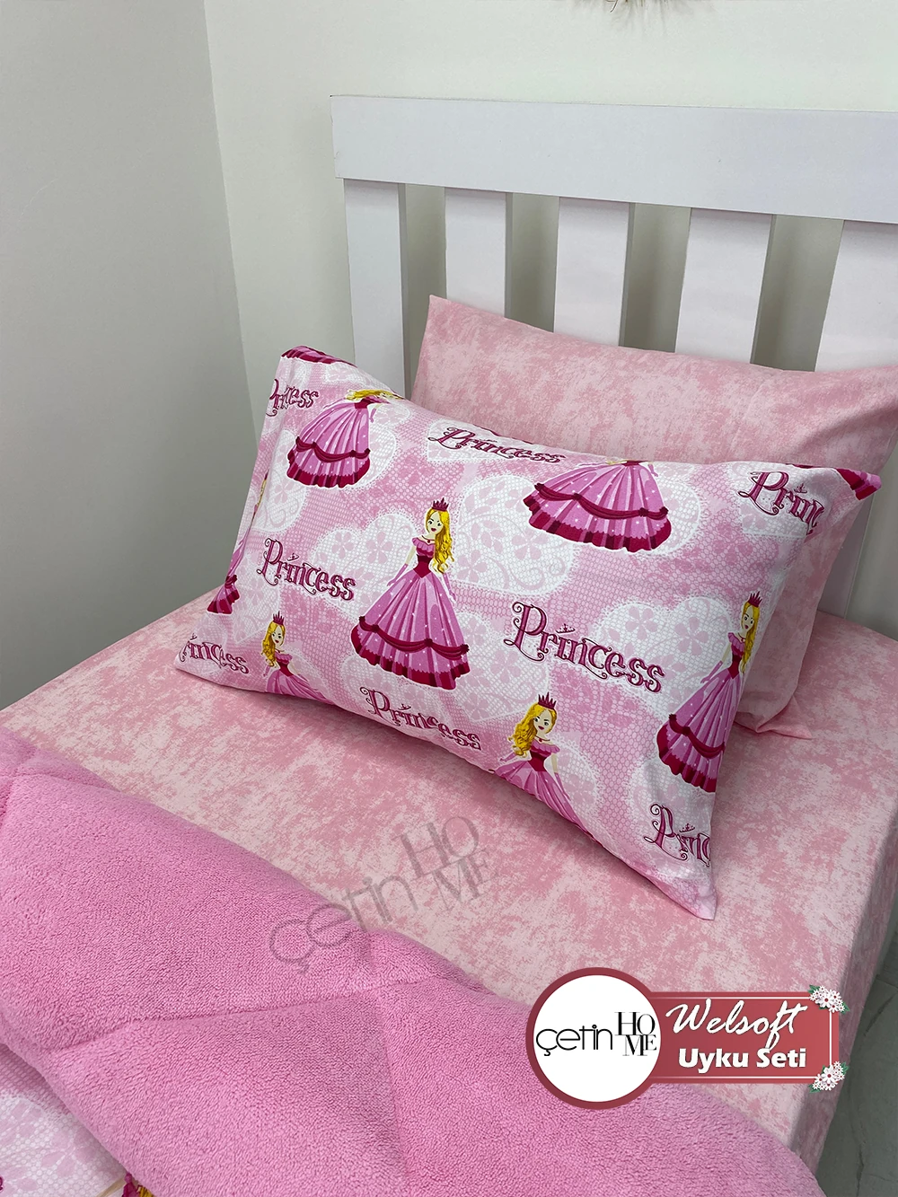 Çetinhome Tek Kişilik Çarşafı Lastikli Desenli Welsoft Yorgan Prenses