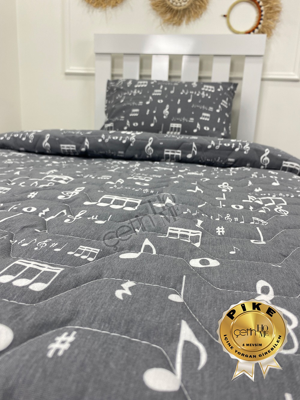 Çetinhome Tek Kişilik Çarşafı Lastikli Kapitone Pike Takımı 4 Mevsim Nota