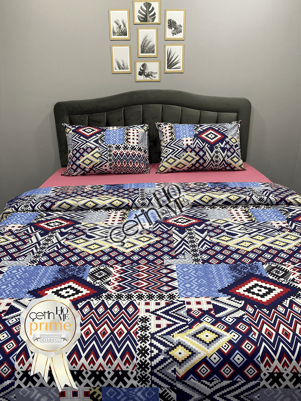 100% Cotton Duvet Cover Set – Queen Size Bedding with Fitted Sheet – 'Vesipira' by Çetinhome