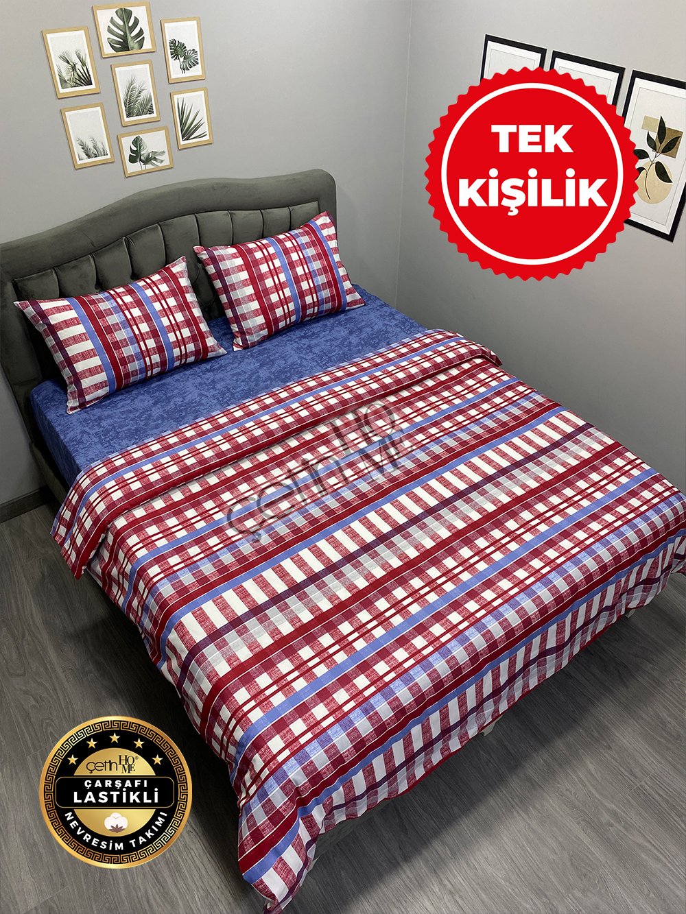 Çetinhome Çarşafı Lastikli Tek Kişilik Nevresim Takımı Keşşan