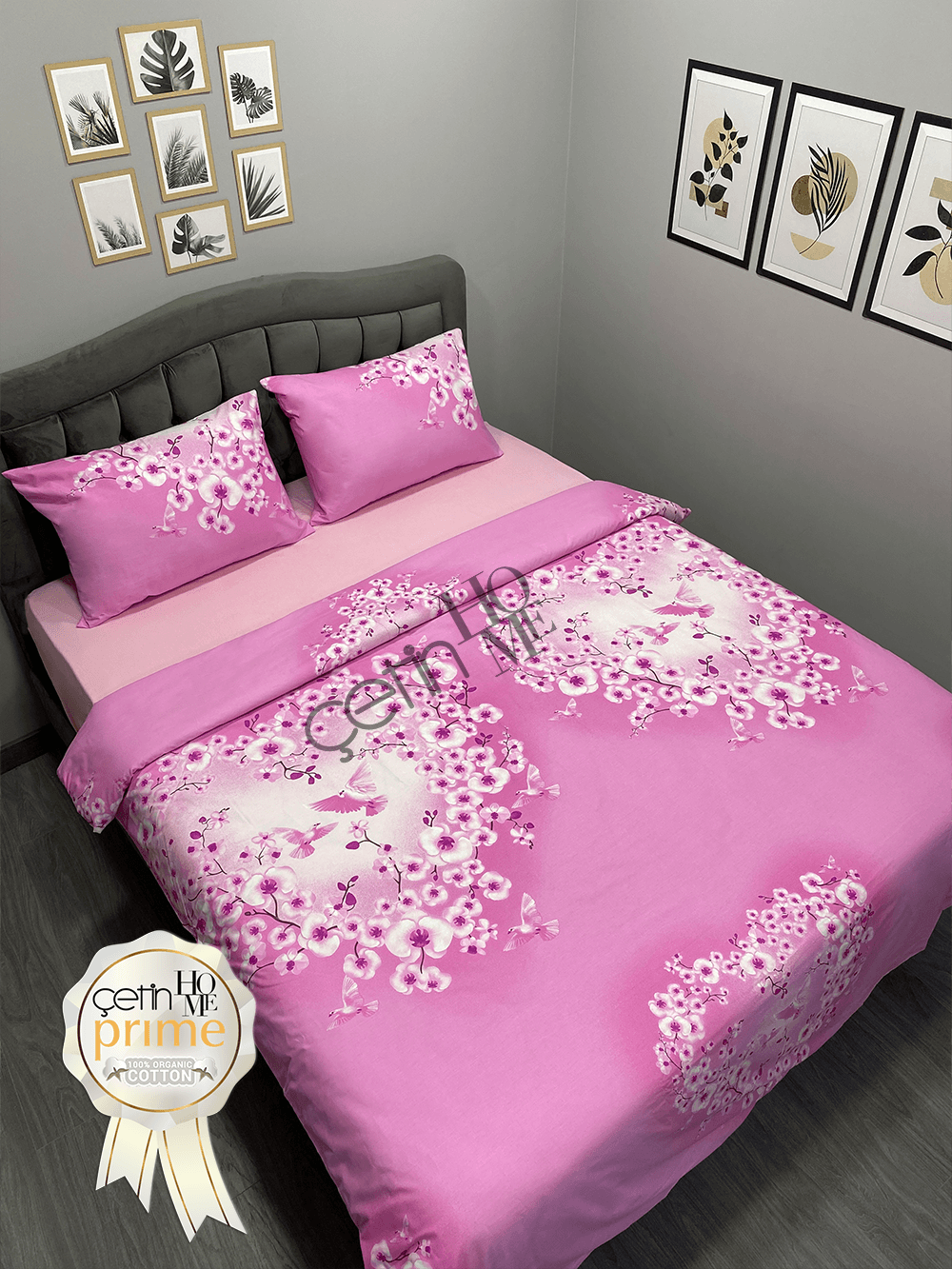 Çetinhome Akfil %100 Pamuk Çift Kişilik Nevresim Takımı - Spring