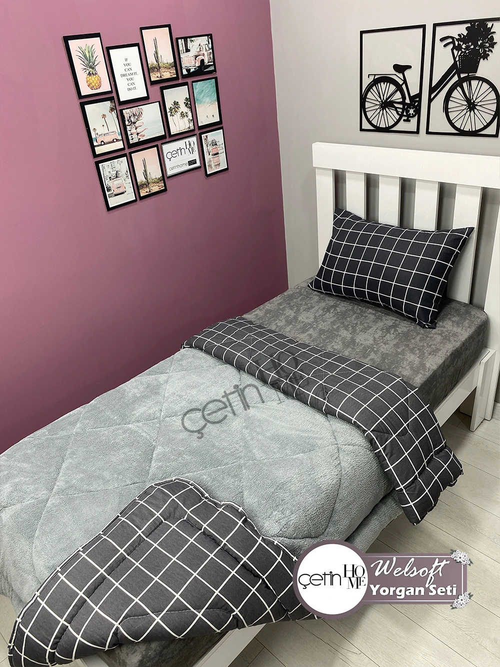 Çetinhome Tek Kişilik Desenli Welsoft Yorgan Seti (Çarşafsız)