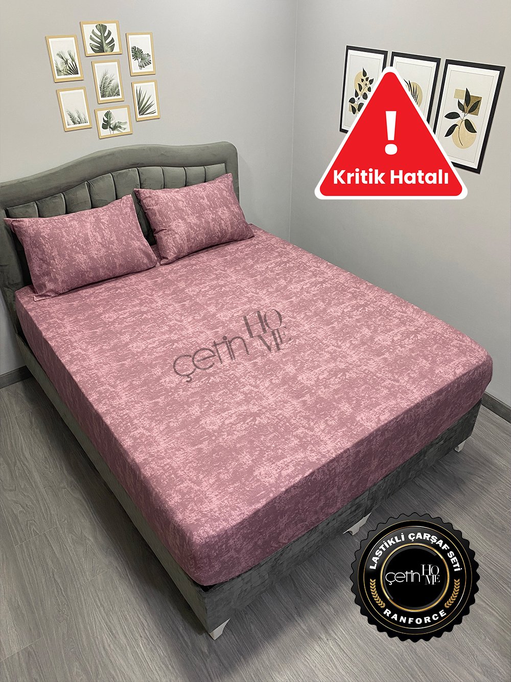 Kritik Hatalı Kumaş Lastikli Çarşaf Seti Çift Kişilik Gül Kurusu