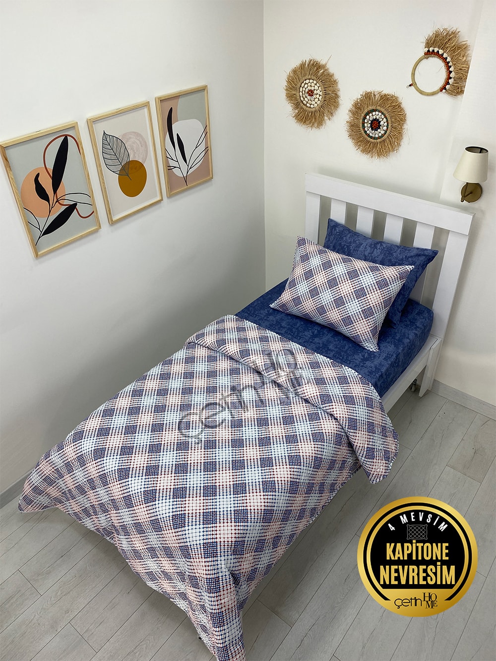 Çetinhome Tek Kişilik Çarşafı Lastikli Kapitone Pike Takımı 4 Mevsim Milan