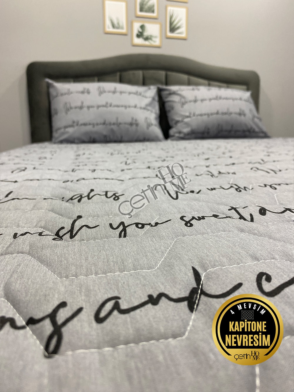 Çetinhome Çift Kişilik Kapitone Pike Seti 4 Mevsim Latin