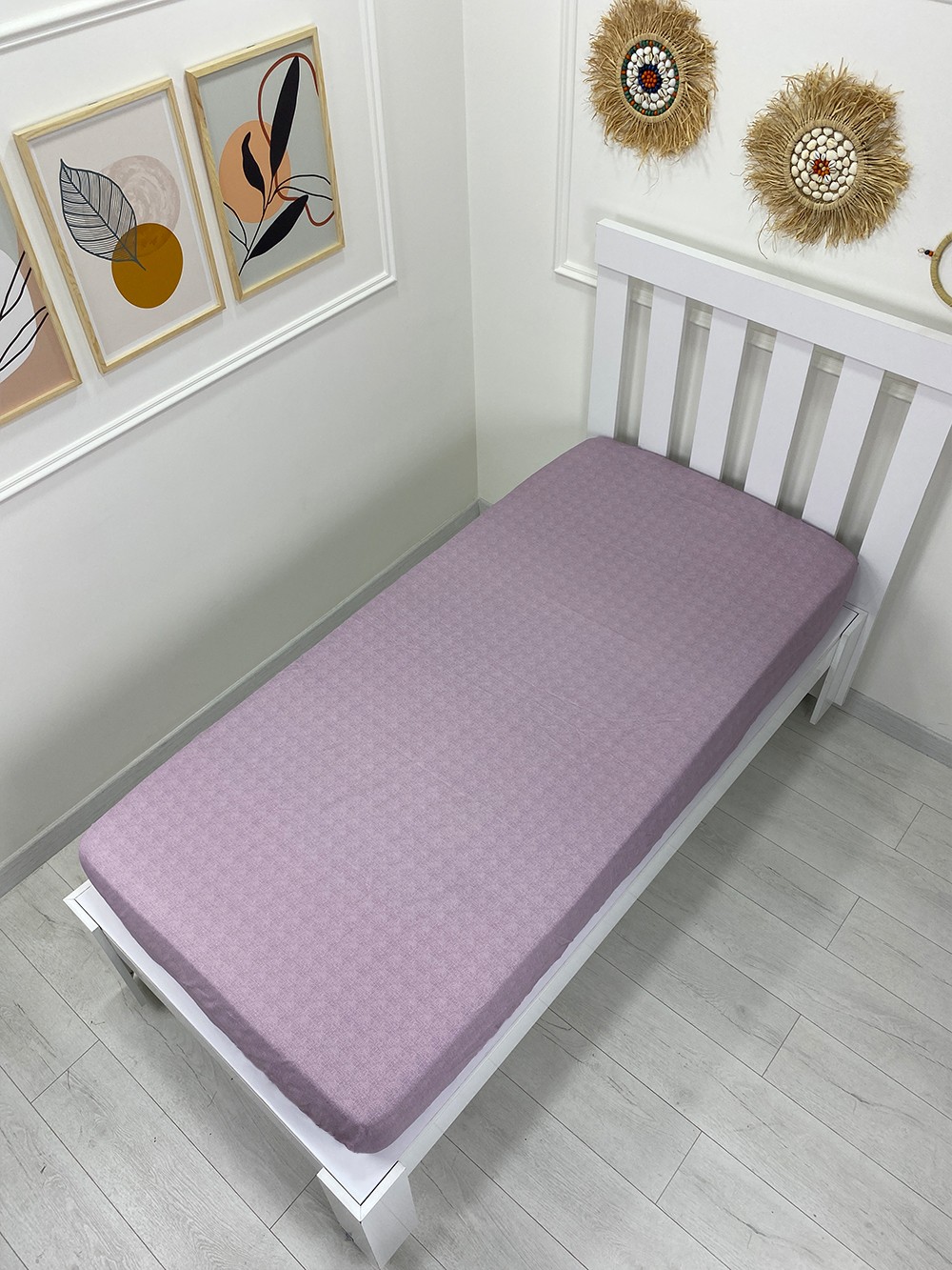 Kumaş Lastikli Çarşaf Tek Kişilik 100x200cm Fırça Leylak (Yastık Kılıfsız)
