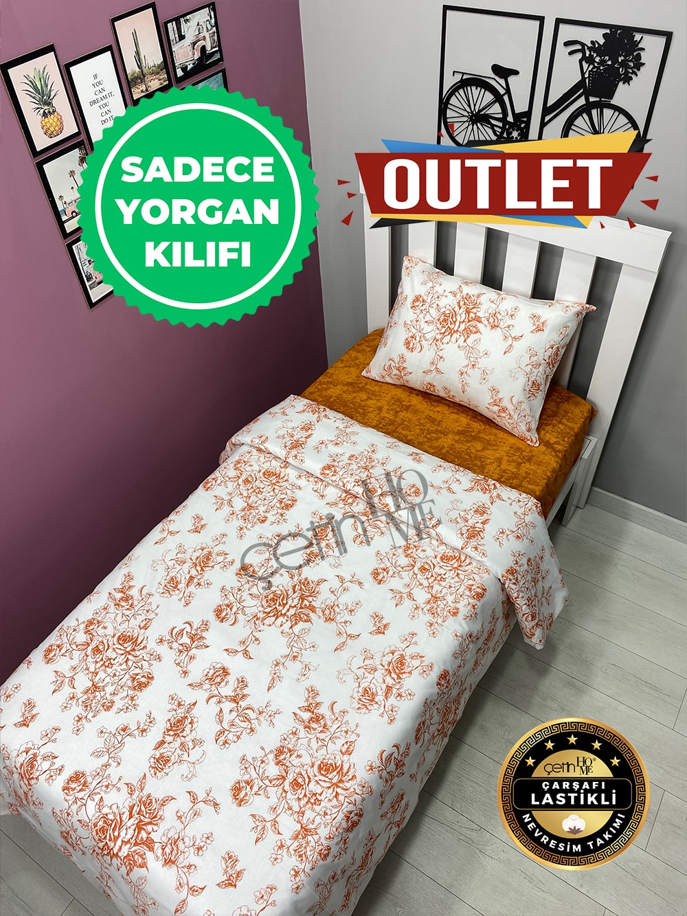 Outlet Tek Kişilik Yorgan Kılıfı Firuze