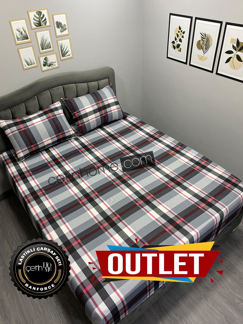 Outlet Kumaş Lastikli Çarşaf Seti Çift Kişilik Royal