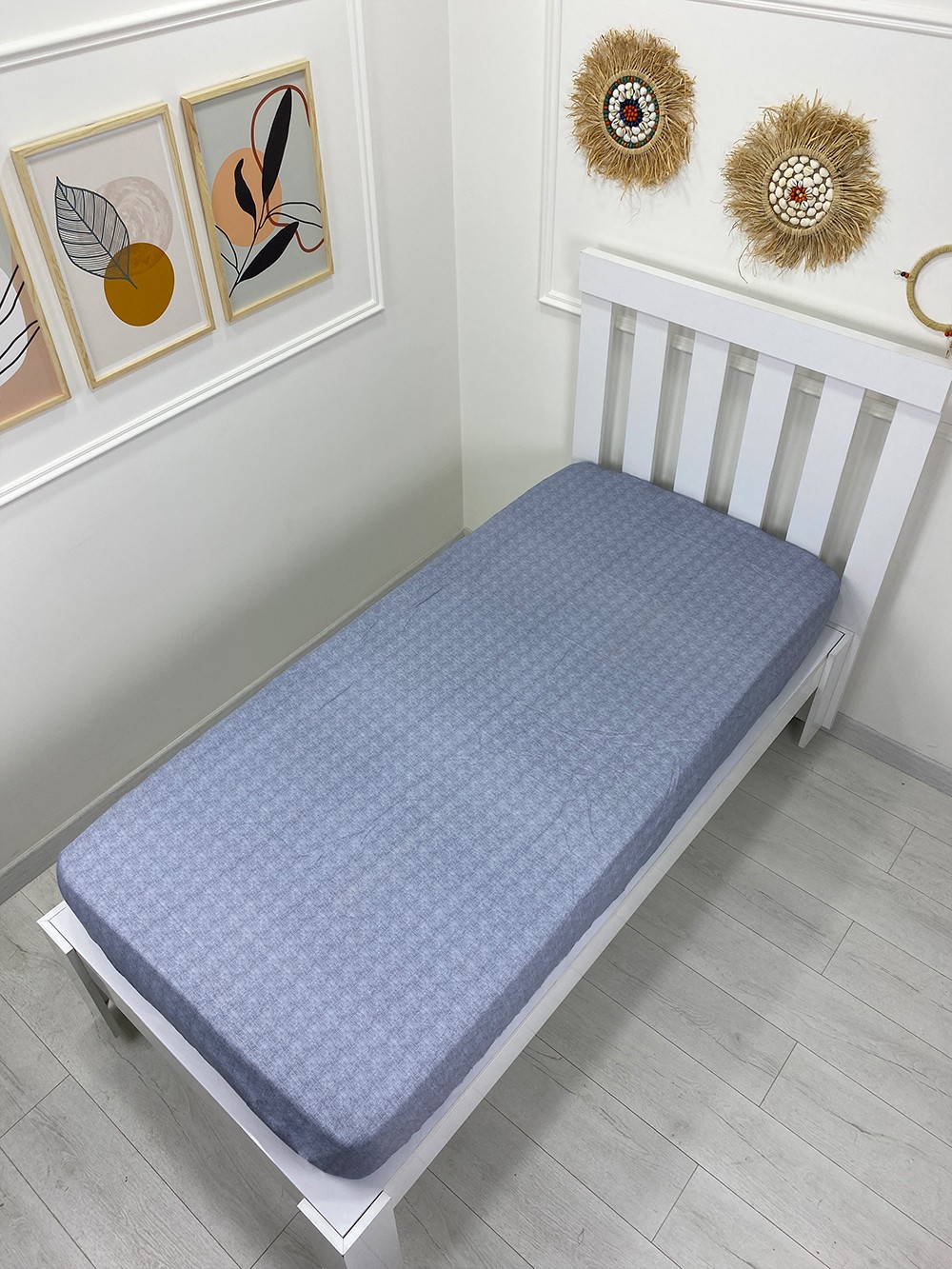 Kumaş Lastikli Çarşaf Tek Kişilik 100x200cm Fırça Gri (Yastık Kılıfsız)