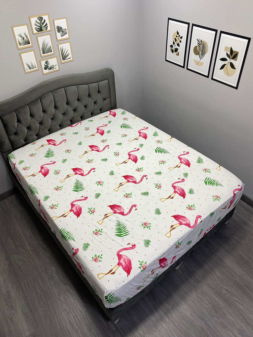 Kumaş Lastikli Çarşaf Çift Kişilik Flamingo (Yastık Kılıfsız)