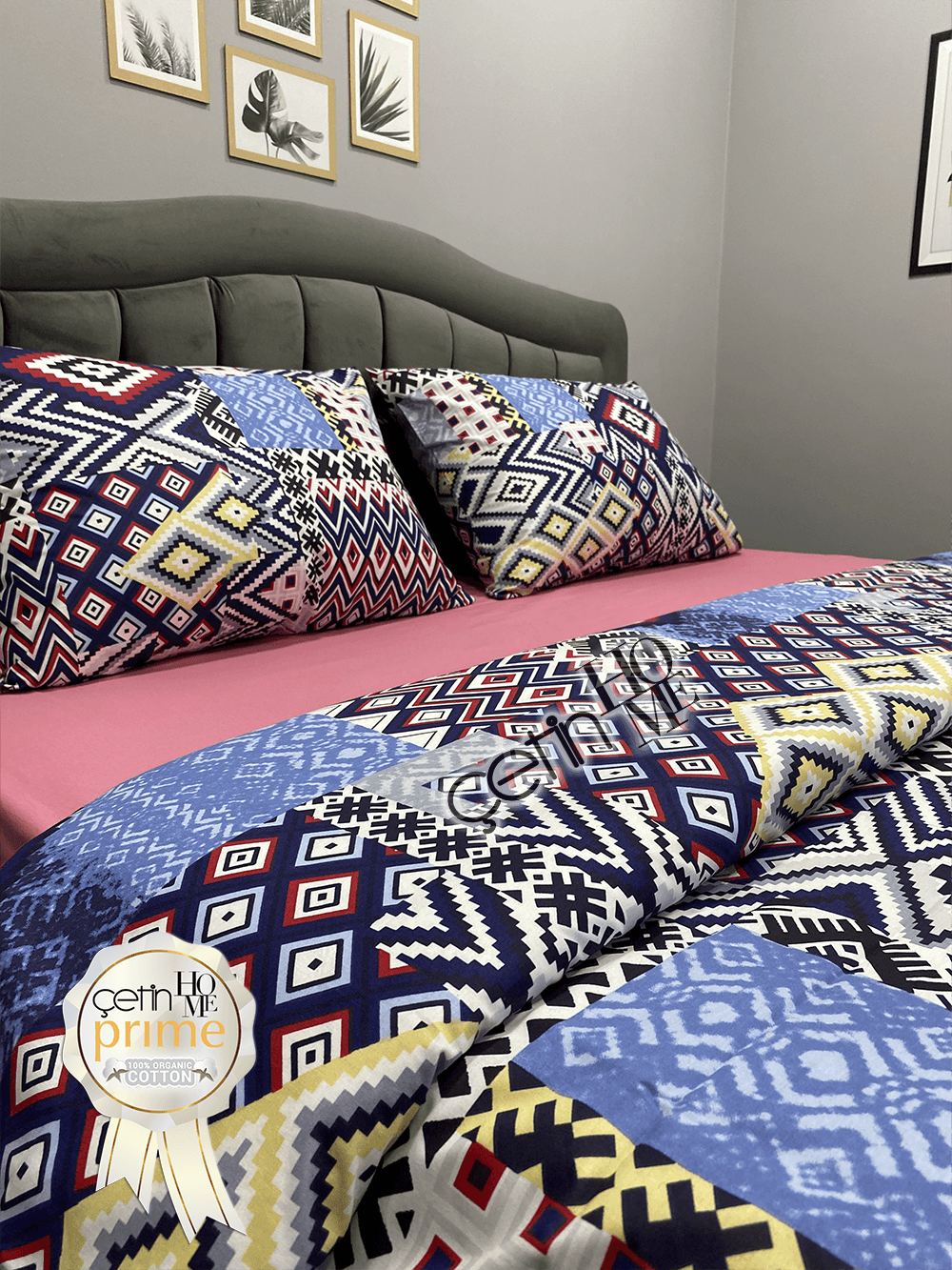 100% Cotton Duvet Cover Set – Queen Size Bedding with Fitted Sheet – 'Vesipira' by Çetinhome