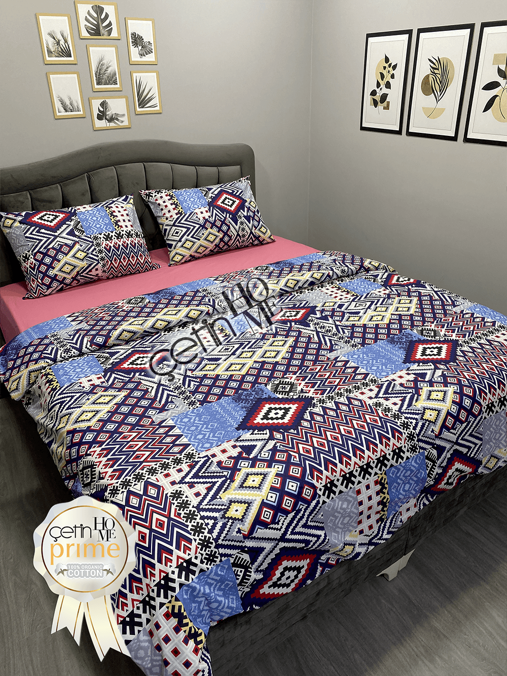 100% Cotton Duvet Cover Set – Queen Size Bedding with Fitted Sheet – 'Vesipira' by Çetinhome