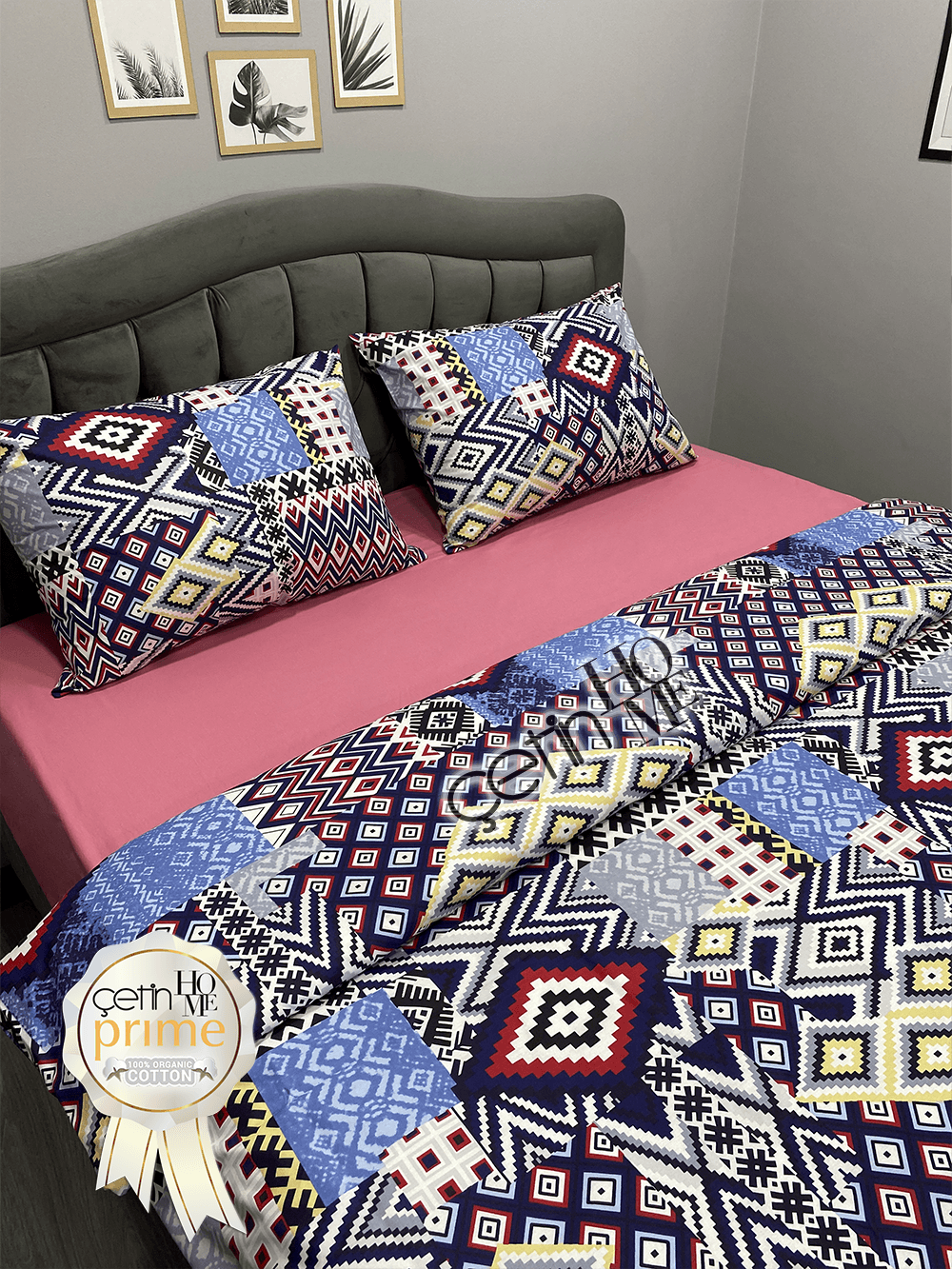 100% Cotton Duvet Cover Set – Queen Size Bedding with Fitted Sheet – 'Vesipira' by Çetinhome