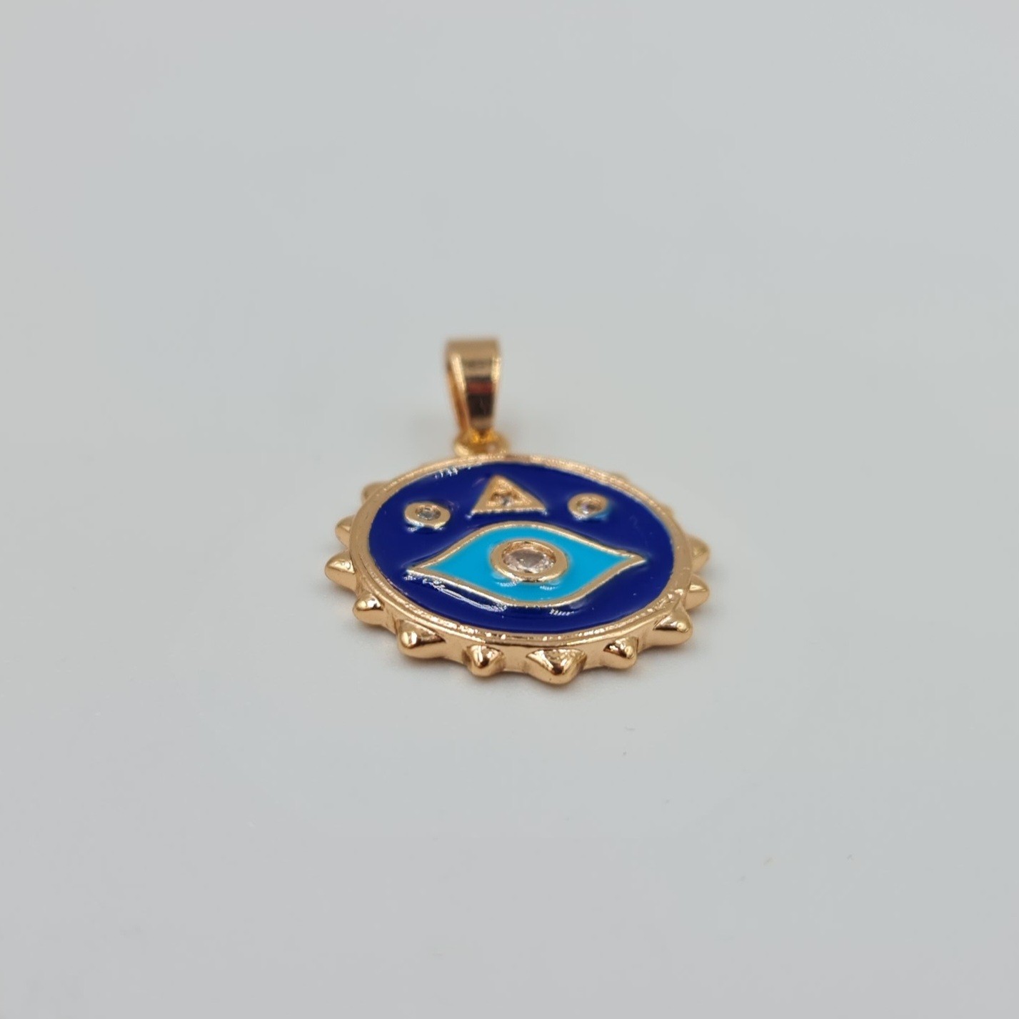 Zirkon Taş Detaylı Mineli Nazar Göz Kolye Ucu – Rose Xuping, Kararmaz, 3 mm Halka (2,8 x 1,7 cm)