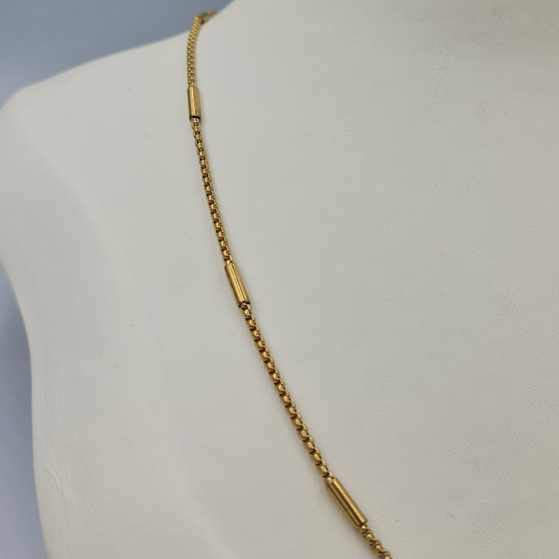 Unisex Gold Renk Çelik İnce Silindir Detaylı Doç Model Zincir Kolye 60 cm - Kararmaz Suya Dayanıklı