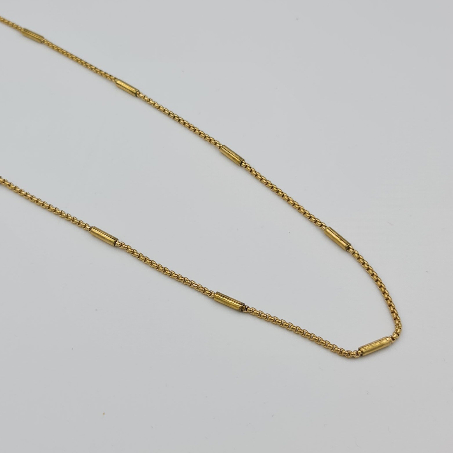 Unisex Gold Renk Çelik İnce Silindir Detaylı Doç Model Zincir Kolye 60 cm - Kararmaz Suya Dayanıklı