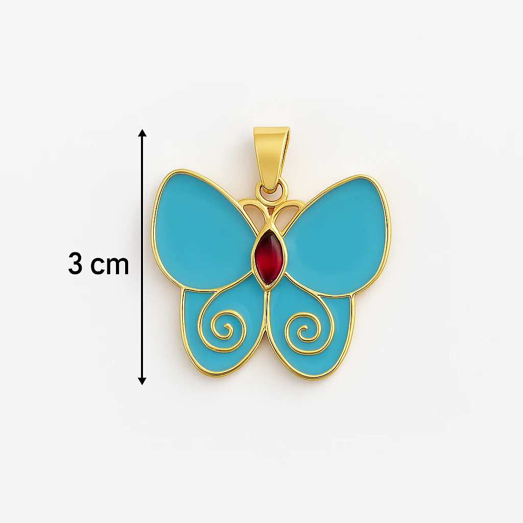 Kelebek Figürlü Mavi Mine İşlemeli Xuping Kolye Ucu – 3 cm