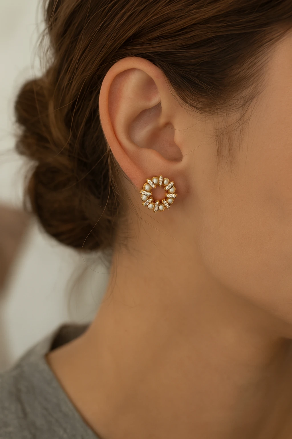 Rose İnci Detaylı Xuping Küpe