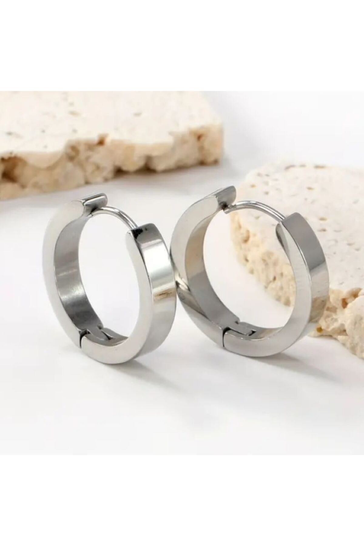 Gümüş Renk Unisex Klasik Halka Küpe 3 mm